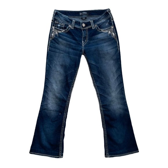 Silver Jeans Suki Distressed Embroidered Embellished Floral Bootcut Jeans 29 29 - Picture 2 of 8